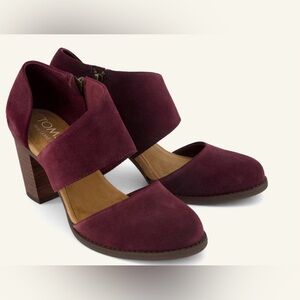 Toms Dark Burgundy Swede Milan Heel